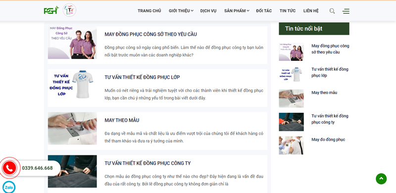 Dịch vụ website đồng phục T&Uyên
