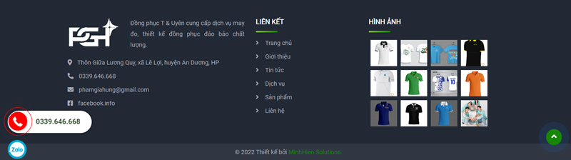 footer của website Đống phục T & Uyên