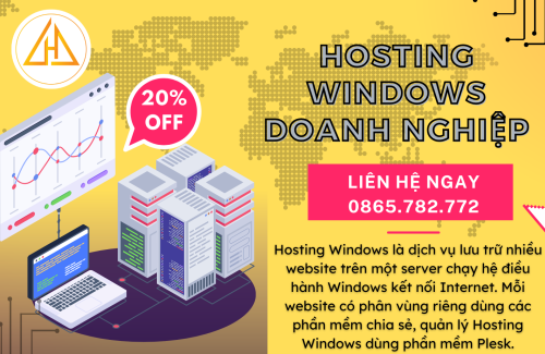 Hosting Windows là dịch vụ lưu trữ nhiều website trên một server chạy hệ điều hành Windows kết nối Internet. Mỗi website có phân vùng riêng dùng các phần mềm chia sẻ, quản lý Hosting Windows dùng phần mềm Plesk.