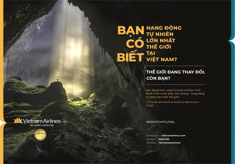Một Sơn Đoòng huyền bí trong mẫu quảng cáo chiến lược của VNA (nguồn: spirit.vietnamairlines.com)